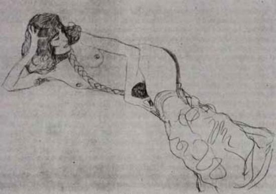 Gustav Klimt. Reclining woman 1905