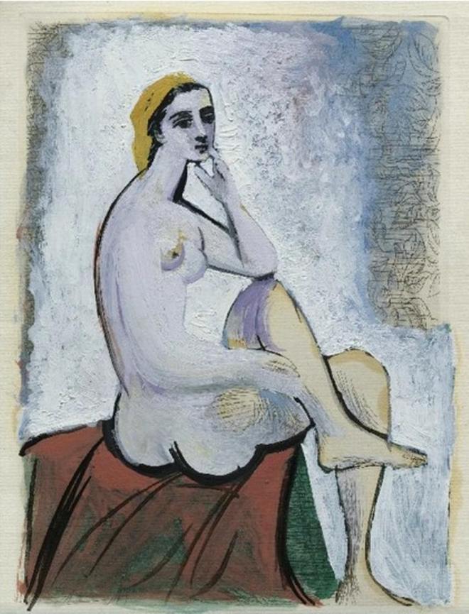 Pablo Picasso. Baigneuse au pouf rouge 1930