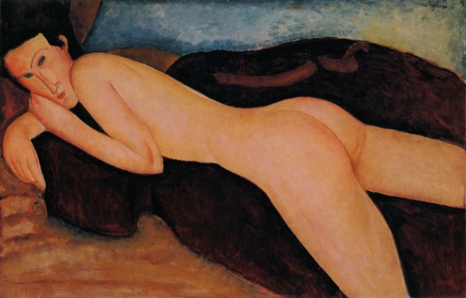 Amedeo Modigliani. Reclining nude from the back 1917