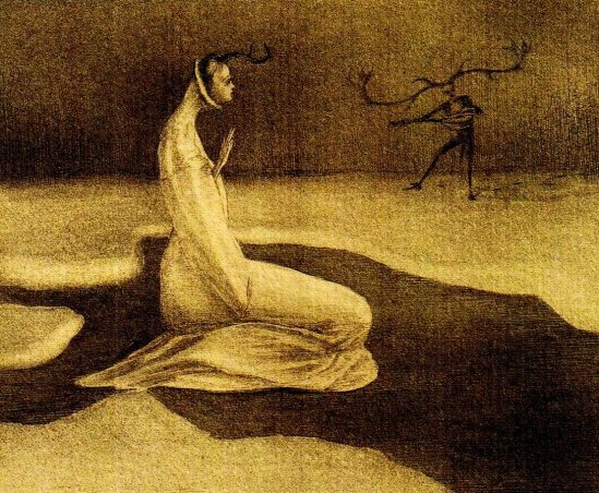 Alfred Kubin. Illustration for The White and the Black Bride by Brothers Grimm