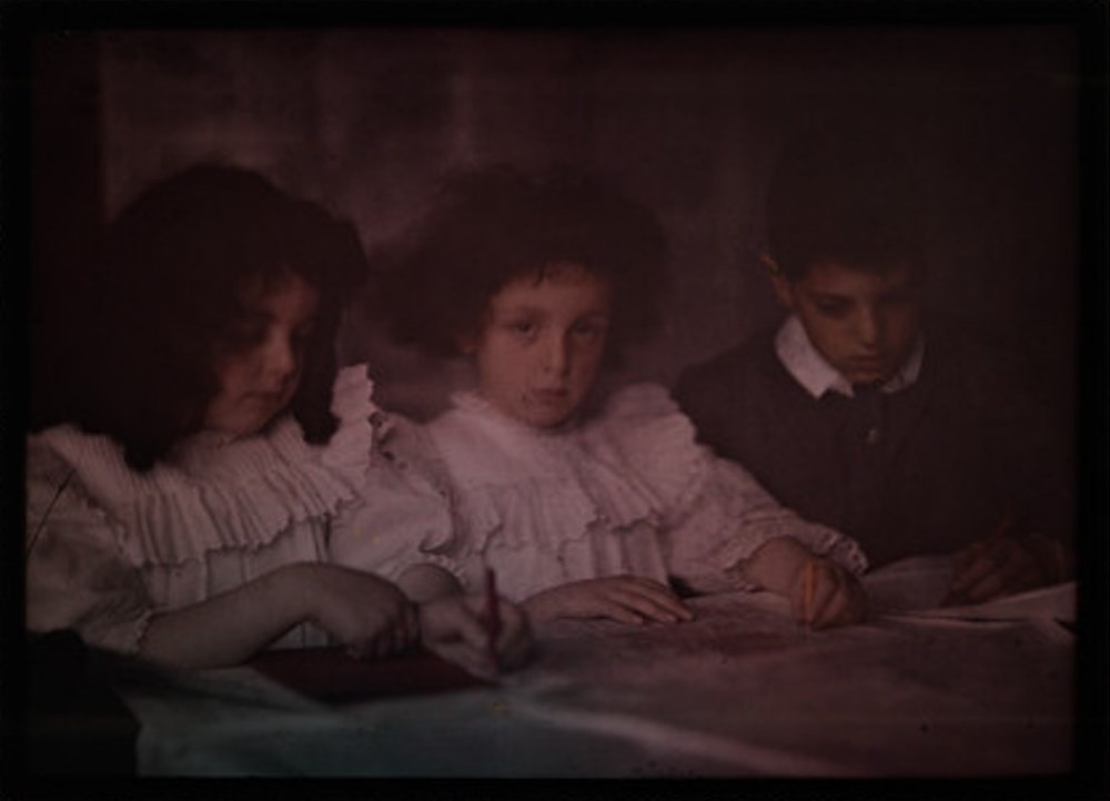 John Cimon Warburg. Children drawing. Autochrome. Via ssplprints