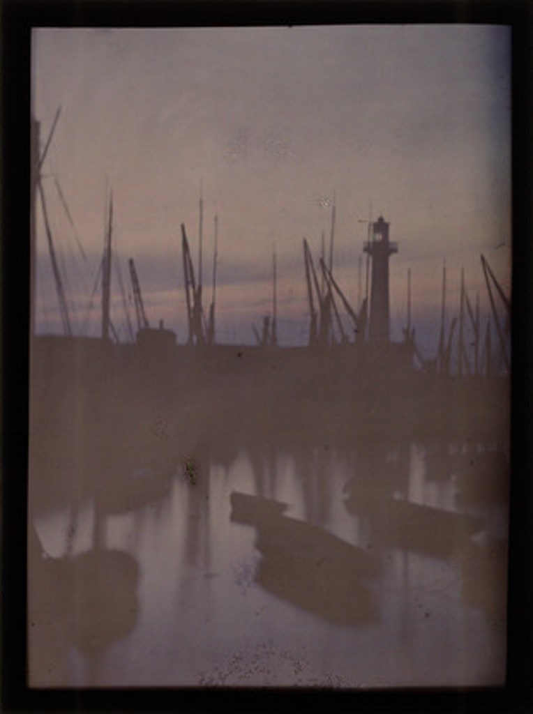 John Cimon Warburg. Sunset and fishing boats 1909. Autochrome. Via ssplprints