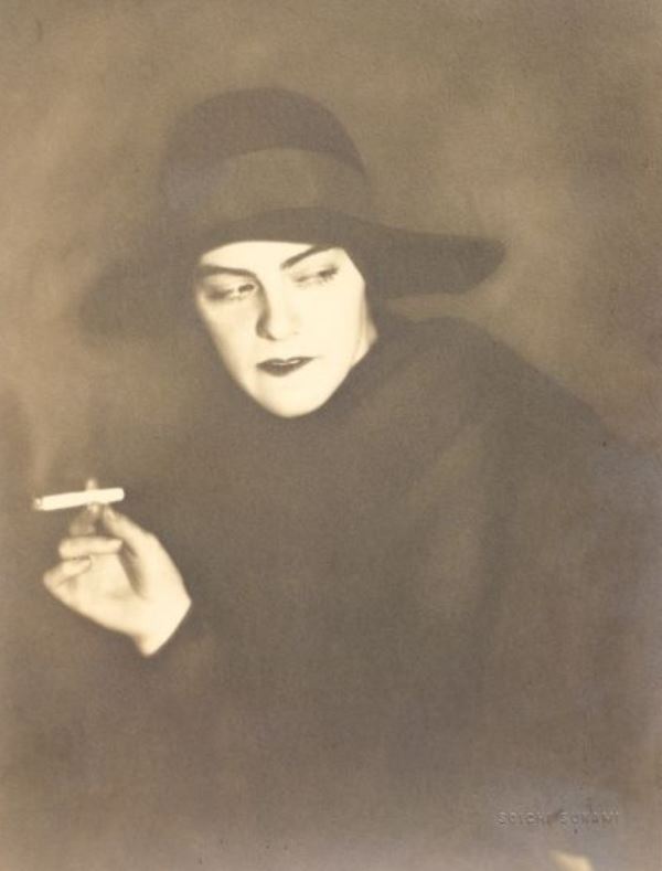 Soichi Sunami.  Ethel Sager in Hat with Cigarette before 1950. Via ebay