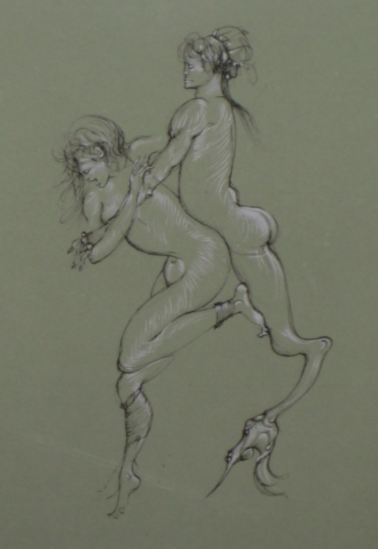 leonor-fini-scene-de-theatre-erotique-pointe-seche-tiree-sur-arches-teinte-rehaussee-de-couleurs