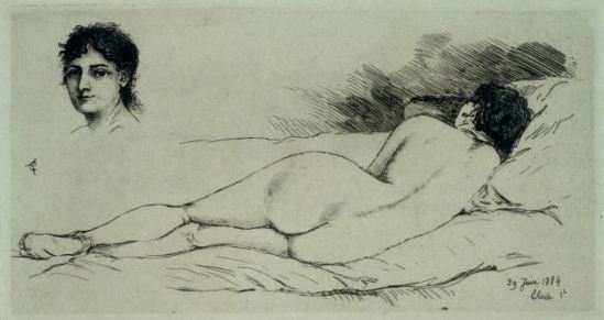 alfred-pierre-agache-femme-nue-etendue-tete-de-femme-1884