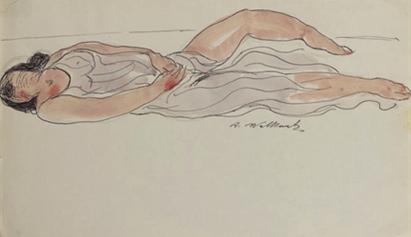 Abraham Walkowitz. Isadora duncan. Pen black ink and watercolor