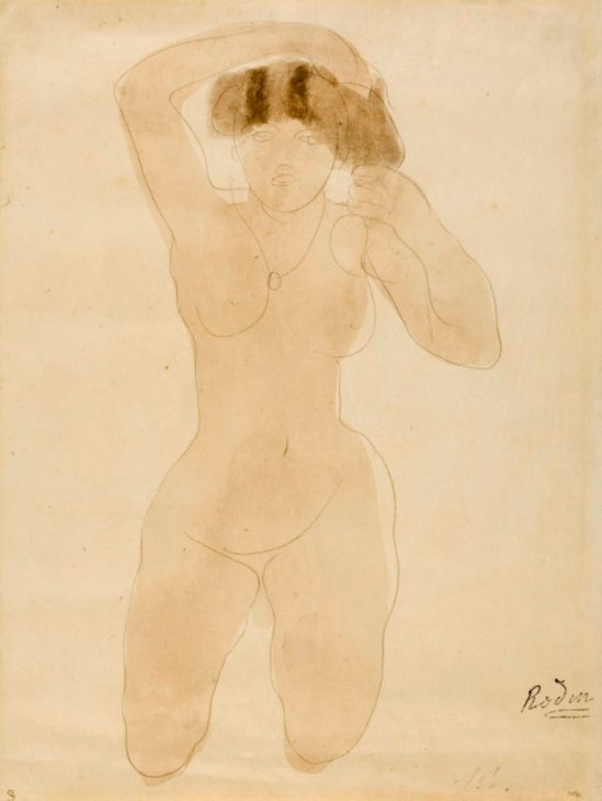 auguste-rodin-kneeling-nude-woman-arranging-her-hair-1900