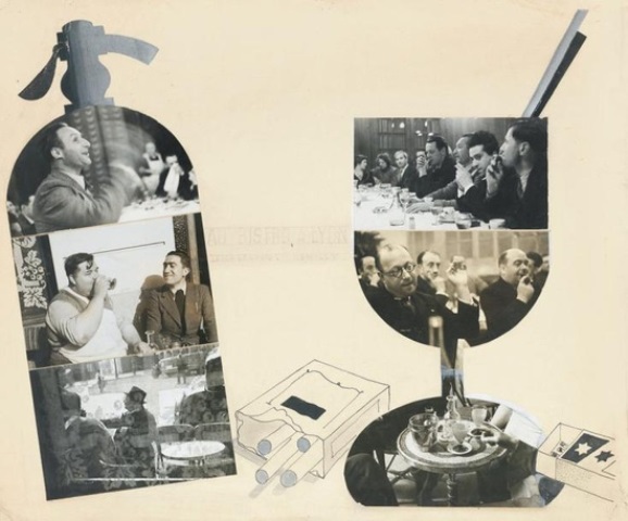 Blanc et Demilly-Au bistrot, à Lyon, Leicagraphies Demilly, vers 1935-39 Photocollage, gouache, encre sur carton