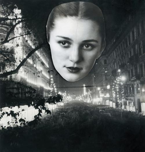 Blanc et Demilly3-Portrait dans la nuit, vers 1945-1950 (photocollage)