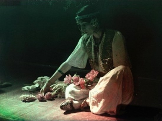 Charles Adrien (1866-1930). Femme aux fleurs. Autochrome ®SFP