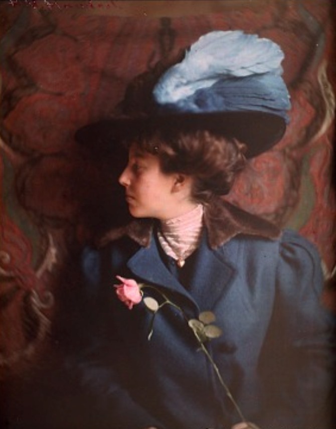 Helen Messinger Murdoch. Woman in blue 1912. Autochrome. Via europeanautochrome