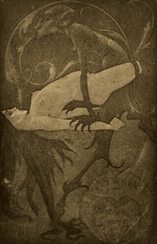 Henry Chapront.For the book La Bas de J.K. Huysmans. La Possession 1912. Ink on paper