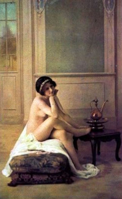 Louis-Amédée Mante. Modèle professionnel dans un décor peint 1895-1898. Autochrome ®Famille Mante