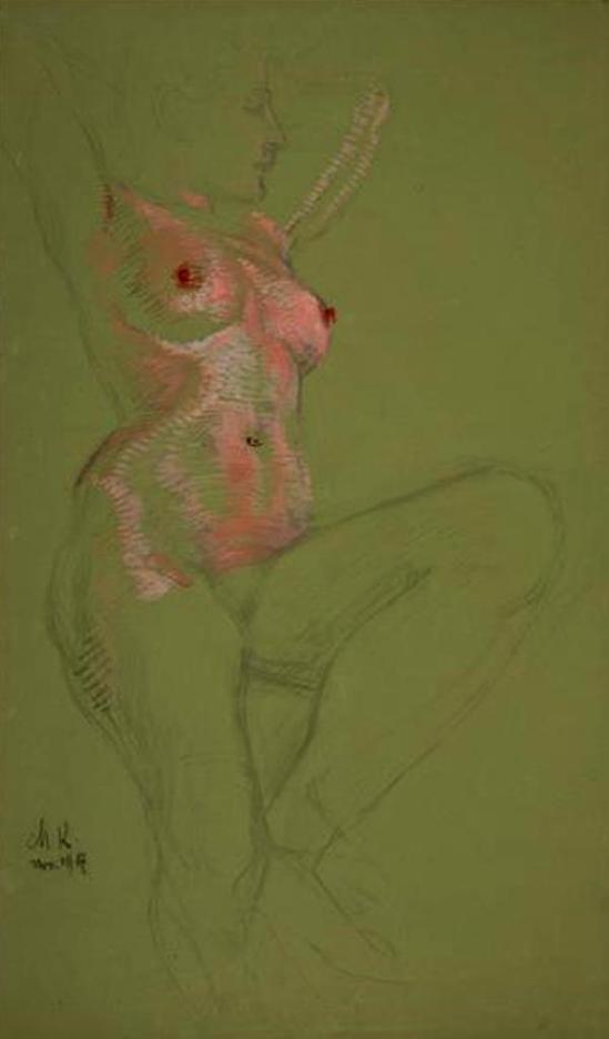 Max Klinger. Mädchenakt in Rosa 1907