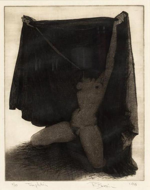 Rick Bersin. Nude female 1950-1960. Etching1