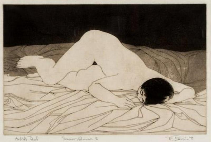 Rick Bersin. Nude female 1950-1960. Etching2