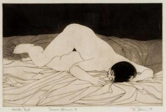 Rick Bersin. Nude female 1950-1960. Etching2