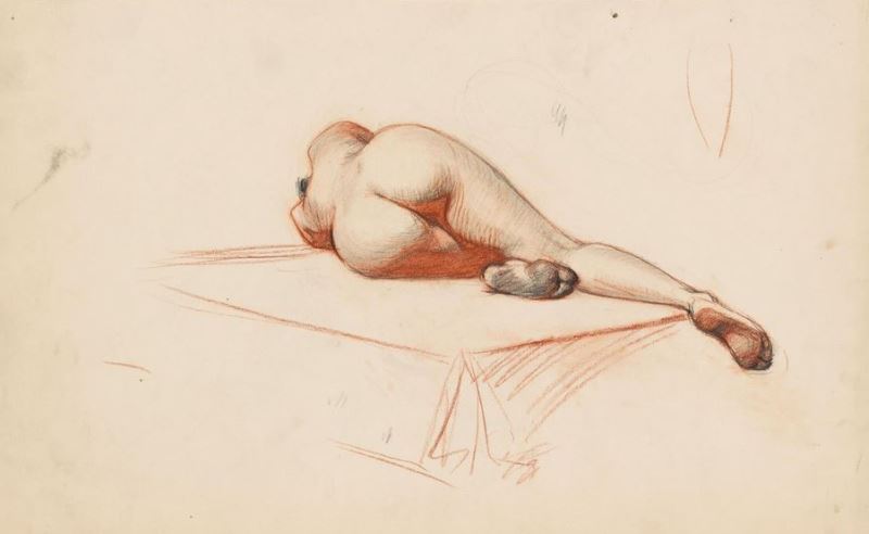 Edward Hopper. Reclining nude from bacck 1902. Fabricated chalk and graphite pencil on paper